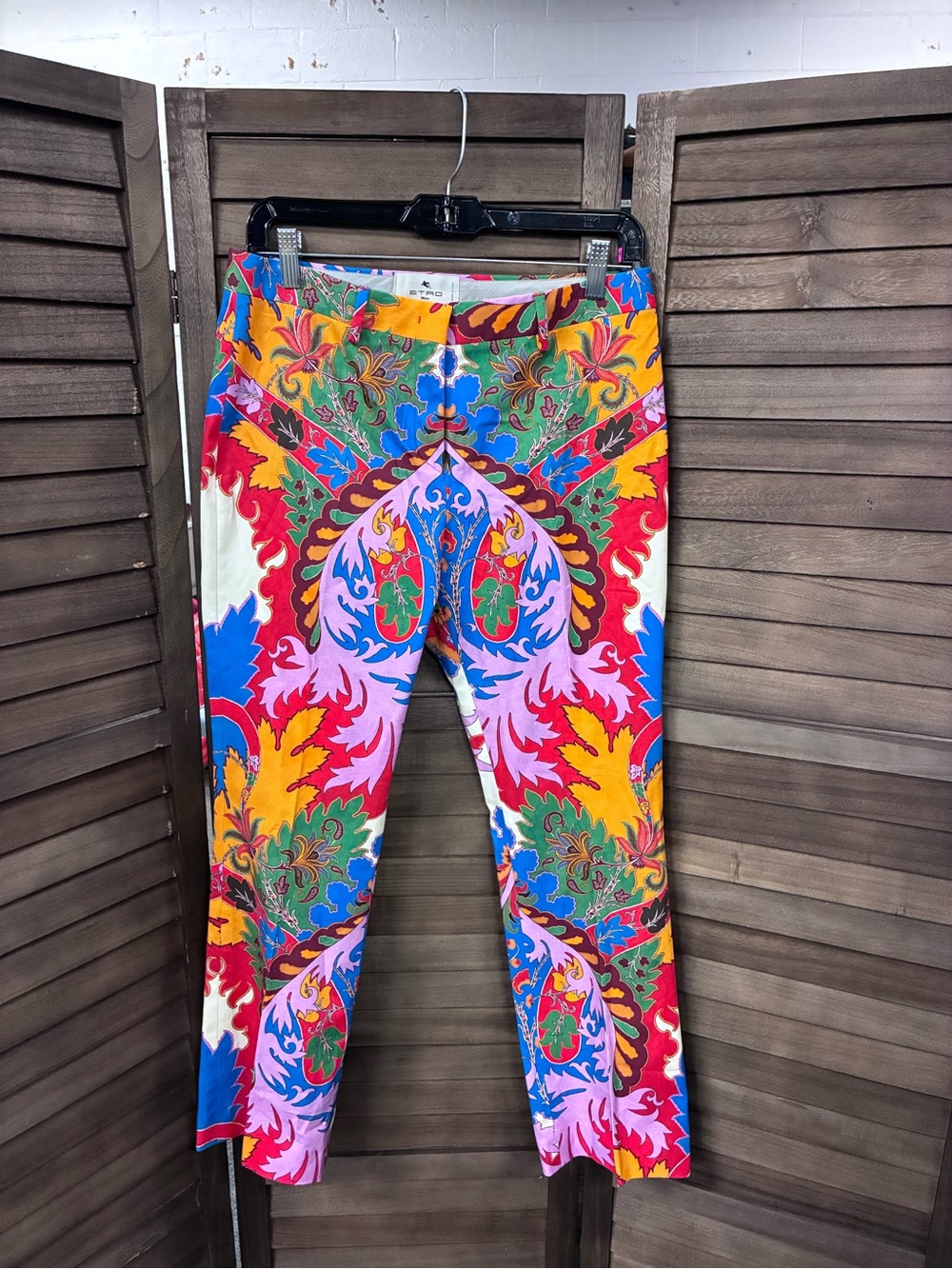 Etro Multicolor Paisley and Floral Print Straight Pants